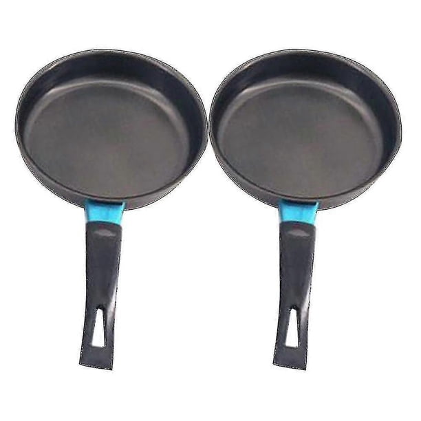 2pcs Household Frying Pan Non-stick Saucepan Egg Pancake Mini Cooking Pan Omelette Steak Pan For Home Restaurant (14cm Diameter)