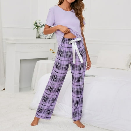 

Yuwull Sleep Wear For Womens Sleepwear For Women Pajama Set Women S Fashion Printed Round Neck Comfortable Loose Blouse Casual Tops+Pants Night Gowns For Women Sleepwear On Clearance