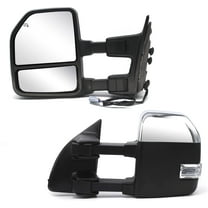 WLLW [Upgrade Style] Towing Mirrors for Ford F250 F350 F450 F550 Super Duty 1999 2000 2001 2002 2003 2004 2005 2006 2007 Power Heated Turn Signal Lamp Auxiliary Light Tow Mirrors Chrome Cap