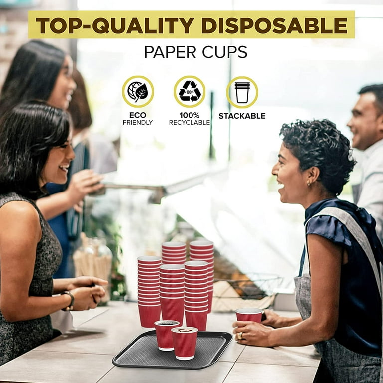 KPX 100 Pack 16 oz Coffee Cups, Disposable Coffee Cups with Lids