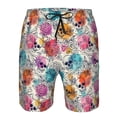 thumbnail image 3 of Disketp Men's Swim Trunks Hawaiian Breathable Surf Beach Swimsuits Mesh Lining Beach Shorts with Pockets-Skulls and Roses, 3 of 7