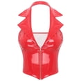 thumbnail image 3 of TiaoBug Women's Wet Look Leather Camisole Vest Lapel V Neck Sleeveless Backless Tank Tops Raves Party Clubwear Red XL, 3 of 7