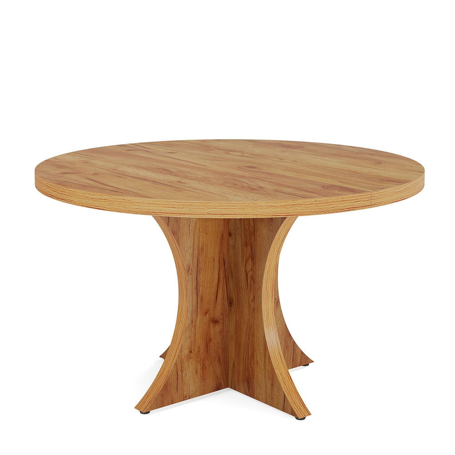 Demi Bonn 47" Modern Round Dining Table for 4-6 People, Farmhouse Kitchen Dinner Table for Dining Room, Home, Living Room Furniture, Brown