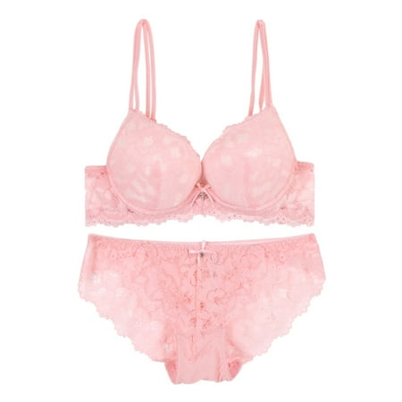

Timeless Classic Floral Embroidery Lace Bra Underwear Sexy Women Bra Set Plus Size Lingerie Ultrathin Transparent Panties Pink 75B