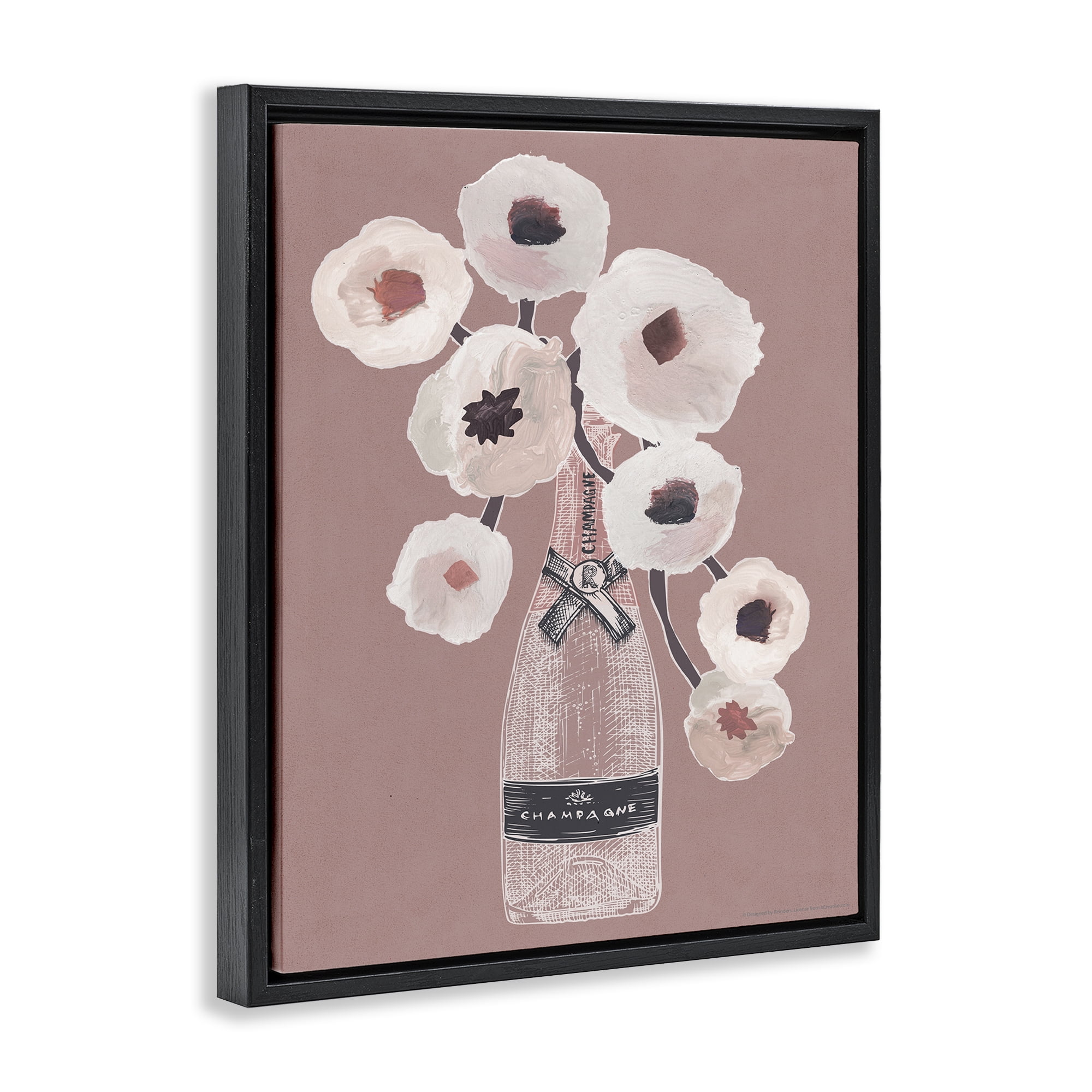 Stupell Industries White Poppies Champagne Plants & Flowers Painting Black Floater Framed Canvas Art Print Wall Art, 17 x 21