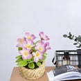 thumbnail image 3 of Artificial Potted Flowers with Woven Basket, Fake Floral Decor for Home, Patio & Tabletop, 3 of 9