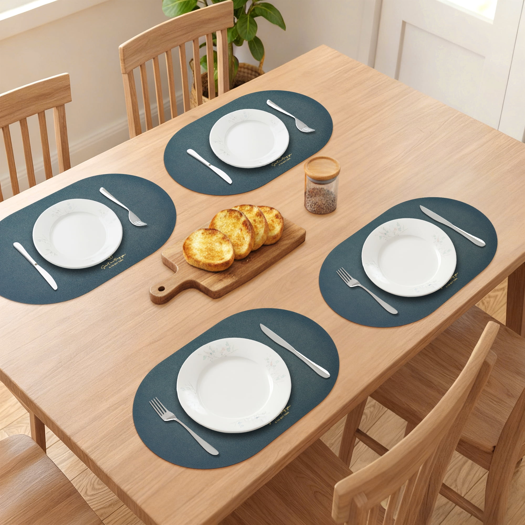 Unique Bargains 4pcs Faux Leather Placemats for Kitchen Khaki 17.7"x11.8"