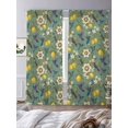 thumbnail image 2 of Dark Green Lemon Birds Sheer Curtains 108 Inch Length 2 Panels Set, Summer Botanical Tropical Voile Window Treatment Semi Sheer Long Curtains Drapes for Bedroom/Living Room/Kitchen 52"x108"x2, 2 of 7