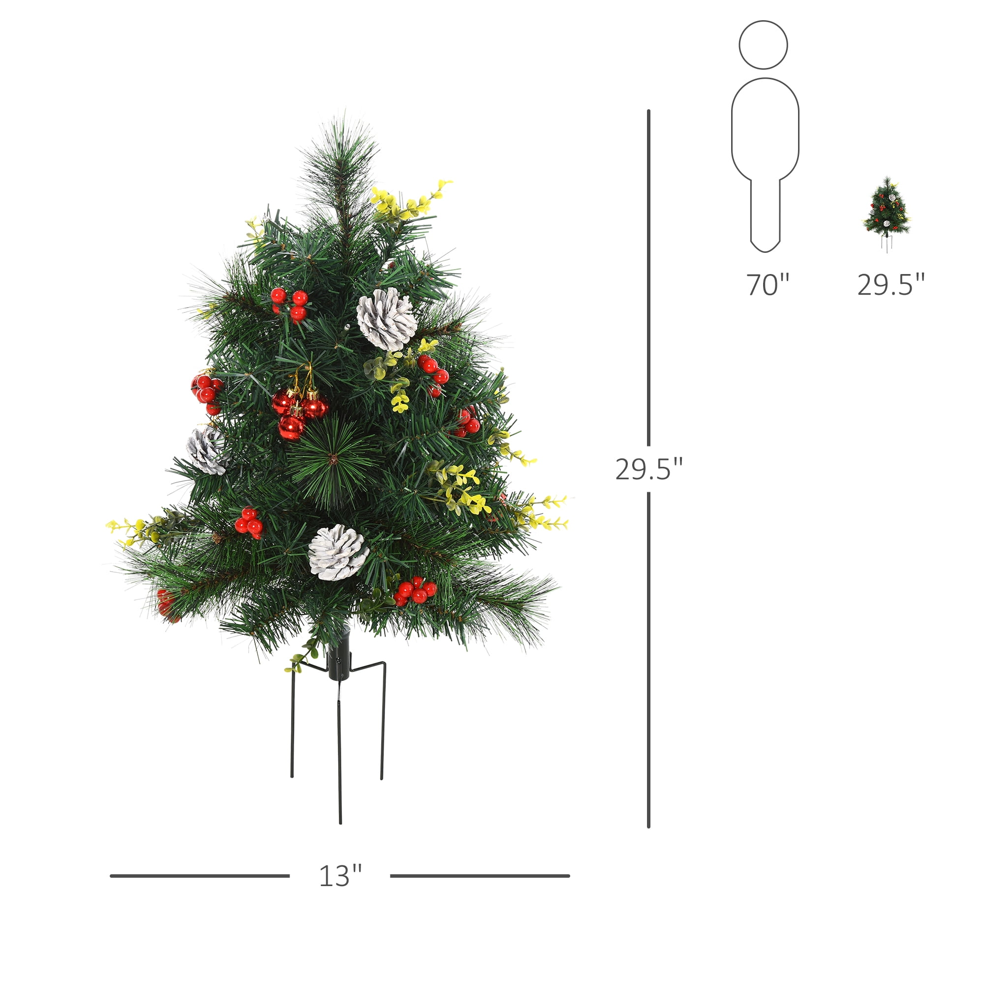 Astoutdoor Artificial Christmas Tree Set, 22.5 in Pine Trees with Warm White Lights, 2-Pack
