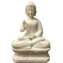 Buddha statue Large 12 inches White Marble YOGA meditating Buddha idol Hand carved Big Buddha sculpture Hindu Buddhism Teaching Buddha Temple Home Décor Housewarming Gifts Spiritual Anniversary Gifts