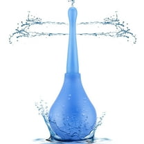 Enema Bulb Anti Backflow Anal Douche Kit with Bendable Silicone Nozzles for Men&Women, Anal Cleansing Feminine Care Douche Bottles, Blue