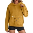 thumbnail image 5 of XPMWRP Cute Cat Sweatshirt for Women Casual Graphic Hoodie Fashion Animal Print Long Sleeve Pullover Oversized Tops Yellow S, 5 of 8