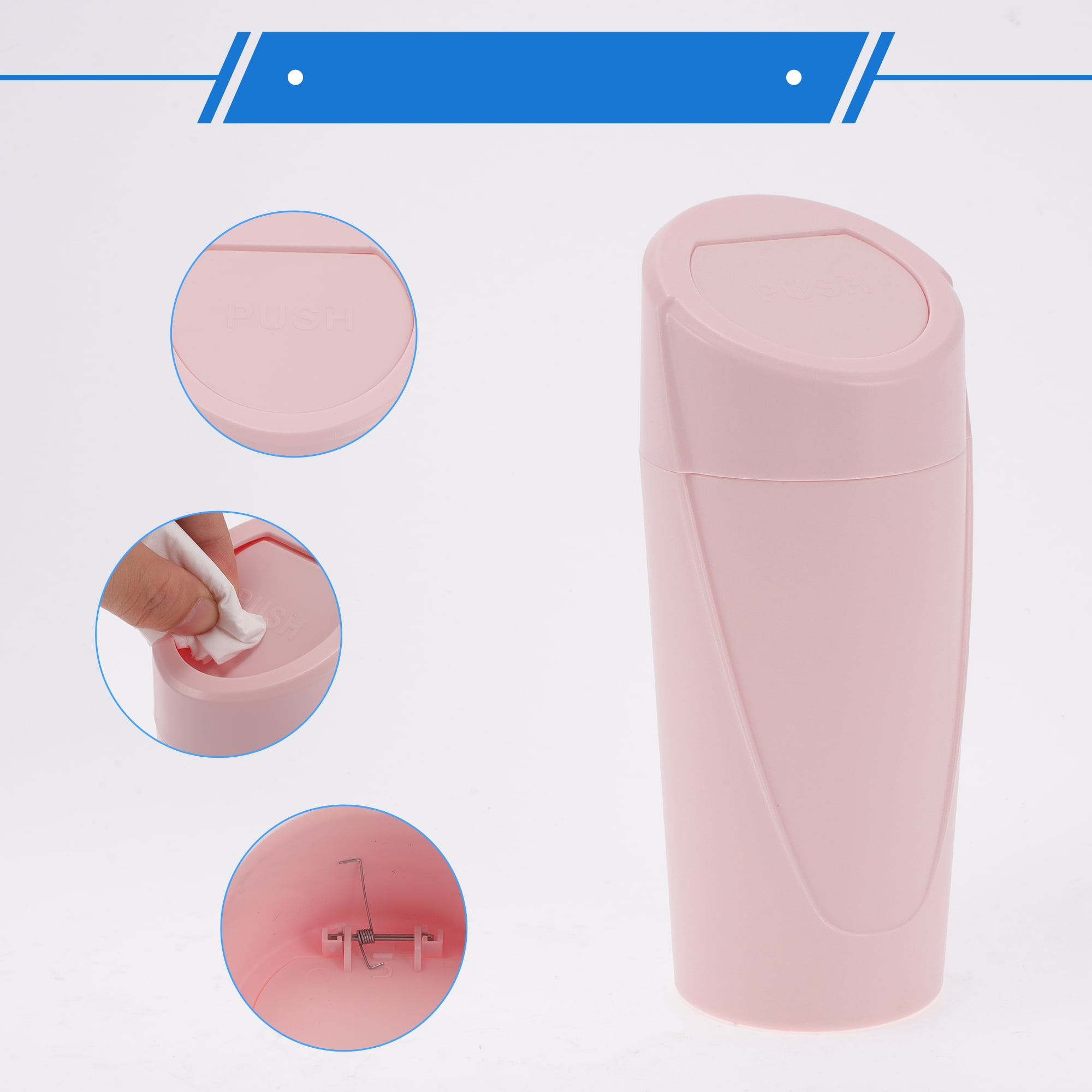 Unique Bargains 1 Pcs Car Trash Can 3.1x7.9in Bin Auto Portable ABS Cup Pink