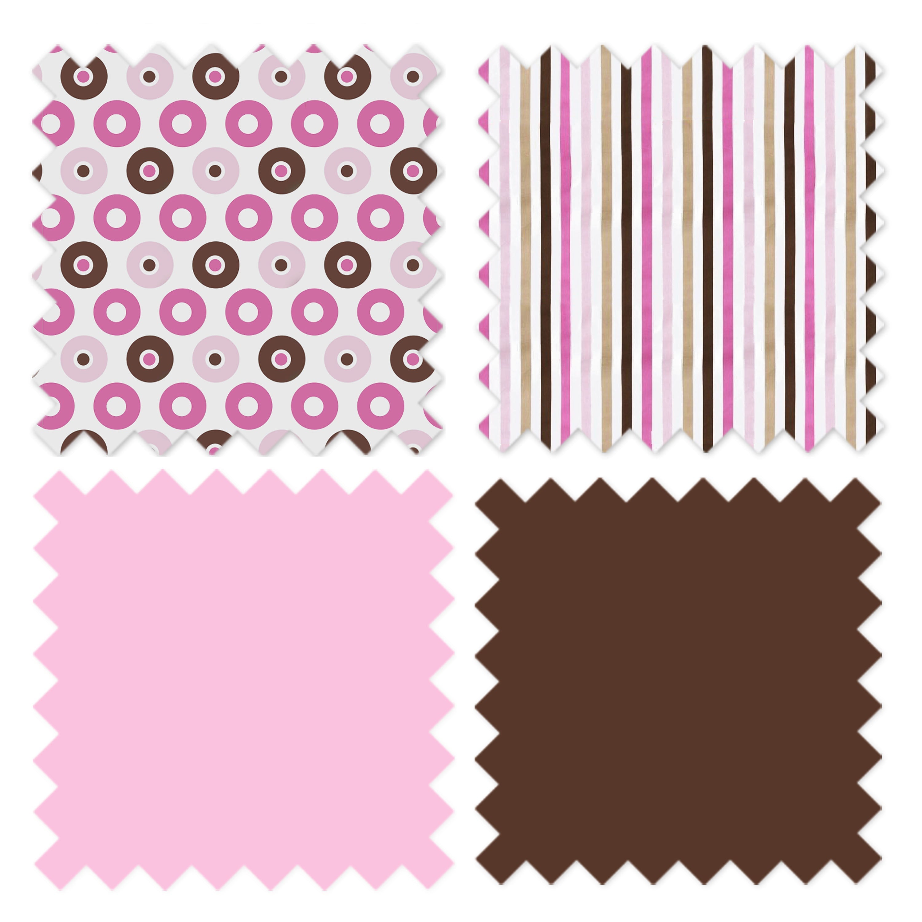 Bacati - Mod Dots Stripes 3-Piece Crib Bedding Set - Pink/Beige/Chocolate Girls