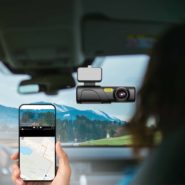 Danhjin Vehicle Cameras Dash Cam,1080P Hd,Built In Wifi Smart Dash Camera for Cars,160° Wide-Angle Fov, Wdr, Night Vision,Max Support App Real- Viewing