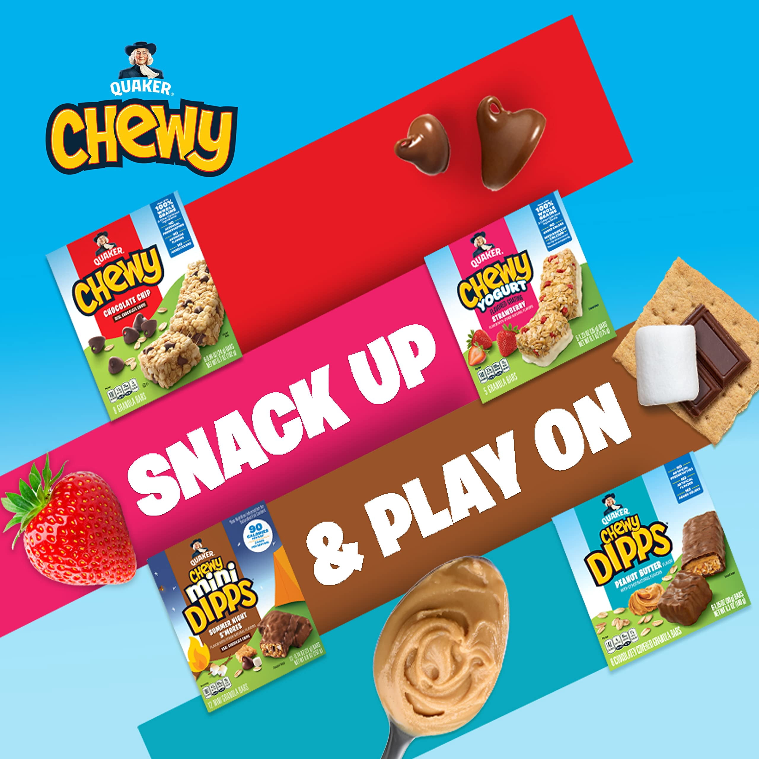 Quaker Chewy Granola Bars, Peanut Butter Chocolate Chip, 58 CountZAZK616