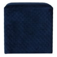thumbnail image 2 of Cortesi Home Ottoman Sooki Cube avec Coutures en Diamant, 15 Pouces, Bleu, 2 of 2