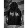 thumbnail image 2 of Unisex Y2K Zip Up Hoodie Gothic Print Hooded Sweatshirt Oversized Hooded Cardigan Sweat Jacket Emo Alternative Clothes, 2 of 4