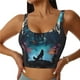 thumbnail image 1 of Fotbe Artistic Moon Valley Wolf Sujetador Deportivo Largo sin Aros para Mujer con Almohadillas y Soporte Medio, Transpirable y Absorbente, Camiseta Tipo Chaleco o Tank Top-XX-Large, 1 of 8