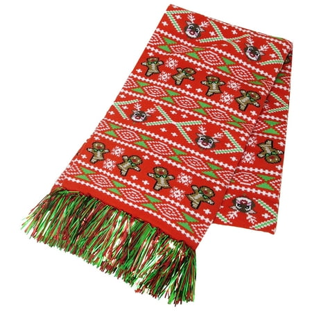 Christmas Scarfs MJ Trimming Tacky Christmas Scarf for Adults, Holiday Apparel, 7