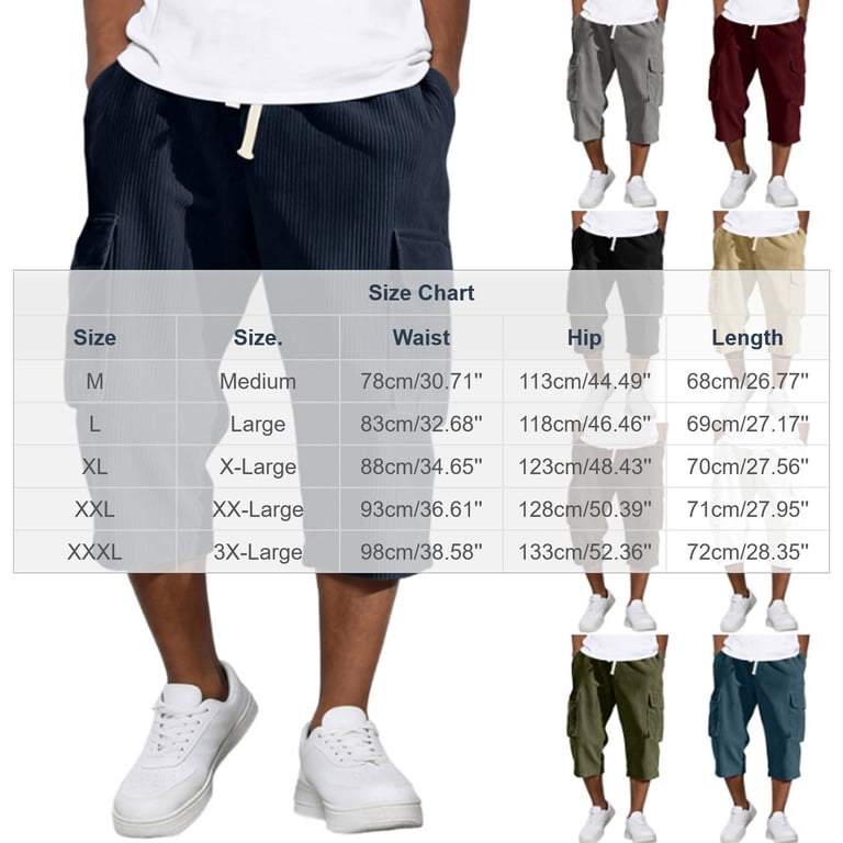 TKKCS Mens Corduroy Cargo Capri Shorts- Casual Relaxed Fit Work