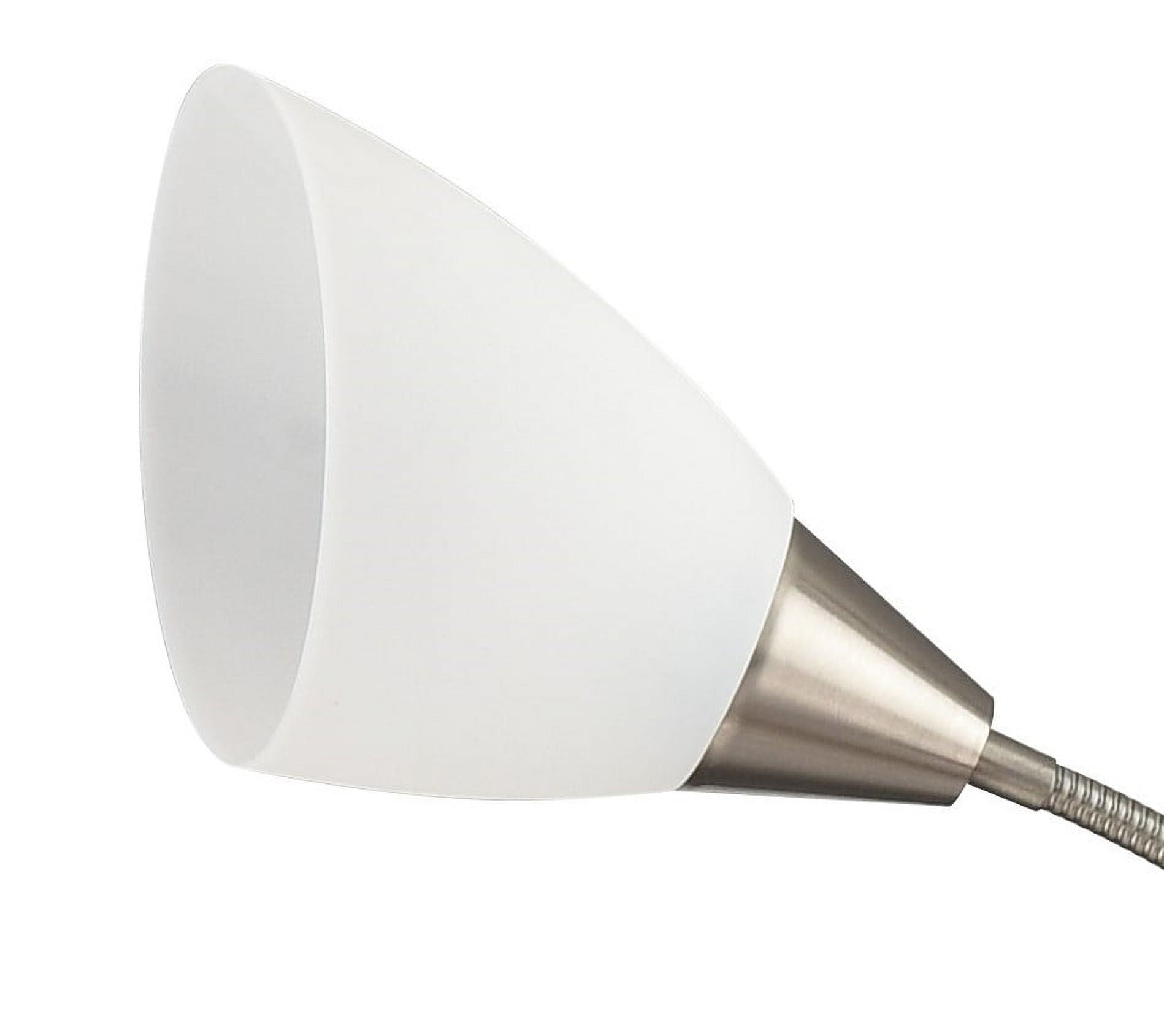 Simplee Adesso 67" 5-Light Modern Adjustable Arm Brushed Steel Floor Lamp with White Plastic Shades