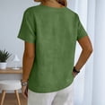 thumbnail image 4 of Womens Short Sleeve Tops Button Down Shirt Soft Solid Color Summer Daily Wear Army Green L, 4 of 6