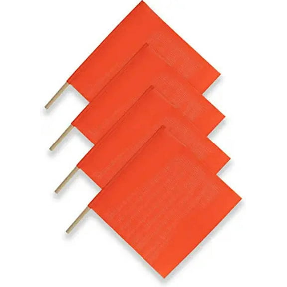 Red Warning Flag - Vinyl Mesh on Wooden Dowel 4 PACK | RWFX4