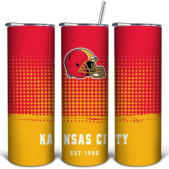 Kansas 20oz City Classic Stainless Steel Tumbler with Lid and Straw for Football Fans Gifts Skinny Travel Mug Tumbler Cup Keeps Drinks Cold & Hot