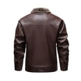 thumbnail image 4 of Mens Faux Leather Jackets Full Zipper Fleece Lined Fashion Motorcycle Casual Outerwear for Winter Brown XXL, 4 of 7
