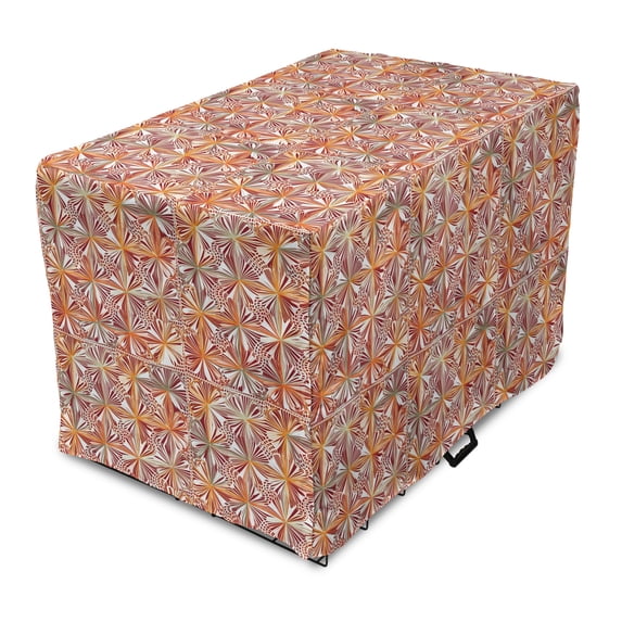 Spring Dog Crate Cover, Traditional Bohemian Style Flower Pattern and Swirly Leaves Petals, Easy to Use Pet Kennel Cover Small Dogs Puppies Kittens, 7 Sizes, Burgundy Orange and White, by Ambesonne