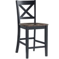 thumbnail image 4 of Carriage Five Pc Square Pub Set Counter Ht Table Black Brown Wood X Back Stool, 4 of 6