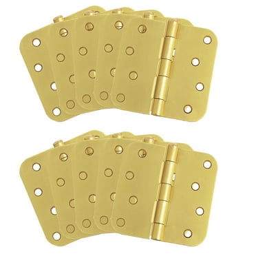 Design House 10-Pack Heavy Duty Steel 4" x 4" Interior Door Hinges with 5/8" Radius, Satin Brass