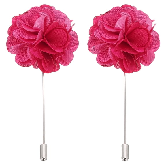 Uxcell Flower Boutonnieres Pin, 2 Pcs Lapel Pin for Men Camellia Flower for Suit Wedding Anniversary, Green/Purple
