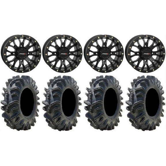 System 3 ST-3 Black 15" Wheels 34" Terminator Tires Can-Am Maverick X3 / Honda Pioneer 1000 / Talon