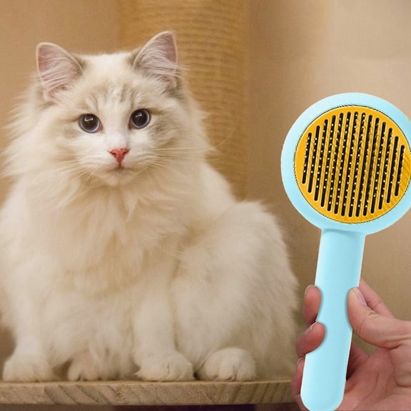 Stainless Steel Pet Comb – One-Click Hair Removal & Massage Tool for Cats & Dogs, Anti-Shedding De-Floating Comb (Durable, Easy Clean)