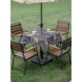 thumbnail image 4 of Outdoor Tablecloths with Umbrella Hole & Zipper, Spring Flowers 60x60 Inch Square Tablecloths, Farmhouse Retro Botanical Purple Blue Floral Waterproof Table Cloth, Patio/Pool/Picnic Table Covers, 4 of 8