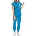 thumbnail image 4 of Scrub Sets For Women,Scrubs Medical Uniform,Stretchable,Quick-drying,Unisex Workwear,for Doctors,Nurses,Beauty Salons - Blue - XXL, 4 of 4