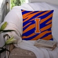 thumbnail image 3 of Caroline's Treasures CJ1023-IPW1414 Letter I Initial Tiger Stripe - Blue Orange Fabric Decorative Pillow, 14Hx14W,, 3 of 4