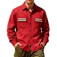 thumbnail image 1 of Lovzfmll Men's Workwear Jacket Color Block Pockets Notched Lapel Button Up Fleece Lined Red, 2XL, 1 of 6