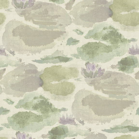 NuWallpaper Water Lily Lavender and Green Peel and Stick Wallpaper