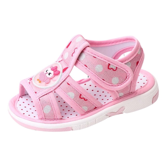 NOKIO Summer Children Toddler Girls Sandals Flat Bottom Non Slip OpenToe Breathable Soft Comfortable Cartoon Chicken Flowers Design with Odor Control Technology