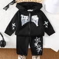 thumbnail image 2 of Toddler Boy Clothes Long Sleeve Sweatshirt Top Long Sweatpants Infant Boy Fall Winter Outfits 6-12 Months 12-24 Months 2t 3t 4t 5t 6t Children Black,18-24 Months, 2 of 7