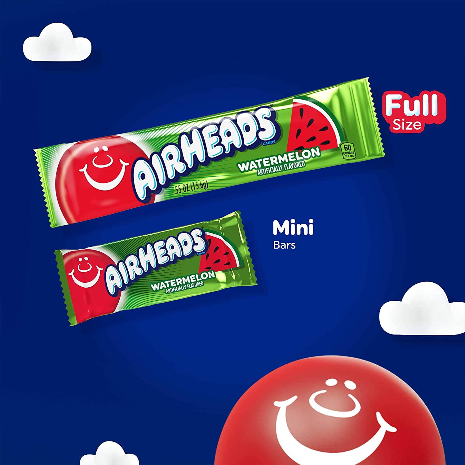 Airheads Candy, Easter, Individually Wrapped Full Size Bars, Watermelon, Bulk Taffy, Non Melting, Party, 0.55 Oz (Pack Of 36)