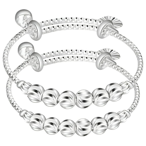 DESIGNICE 2 Pcs Baby Bracelets for Infant Girls Jewelry Toddler Silver