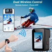 Action Camera,5K/30fps Waterproof Action Camera, with APP & WiFi Control, 1/1.3 Sensor, EIS Anti-Shake, Subject Tracking, Includes 64GB Card, Vlogging Camera Ideal for Sports & Adventure