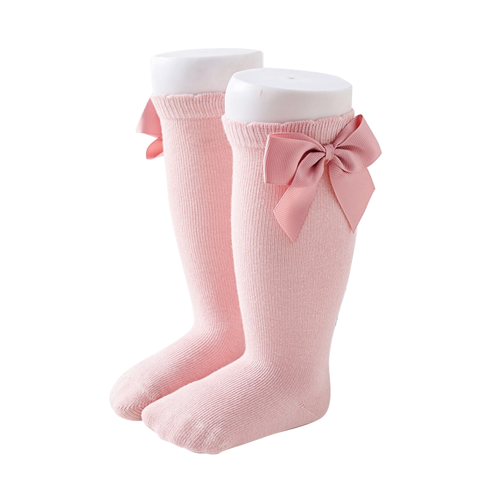 Toddler Kids Girls Cotton Bowknot Socks Solid Color Knee HIgh Socks Pearl Princess Party Stocking Leg Warmer