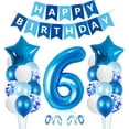 thumbnail image 1 of Globo de cumpleaños para niño de 6 años, decoraciones de cumpleaños azules de 6 años, globos de cumpleaños número 6, globos de confeti de látex, suministros de bautismo de cumpleaños, decoración de fi, 1 of 5