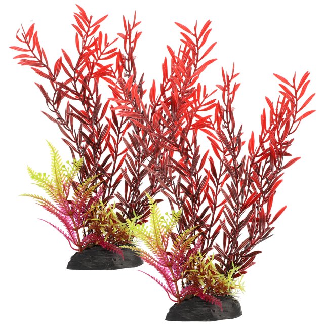 IFANLANDOR 2Pcs Artificial Aquatic Plants Bright Colors Fish Hiding Place 28X8Cm