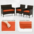 thumbnail image 2 of Gymax Set of 4 Furniture Set w/ Washable Cushions & Tempered Glass Coffee Table Orange, 2 of 7